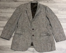 Stafford Blazer Mens 44 Harris Tweed Elbow Patches Made USA Scotland  T3