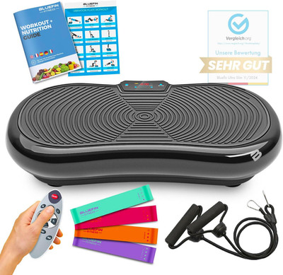 Bluefin Fitness Ultra Slim Power Vibrationsplatte, 5 Programme + 180 Stufen, Gan