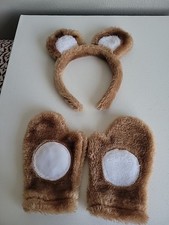 Vintage Bear Costume Headband And Gloves For Toddlers