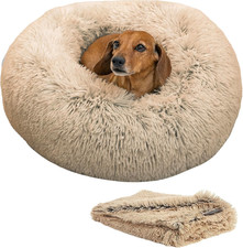 Bundle Set the Original Calming Shag Donut Cuddler Cat and Dog Bed  Pet Throw B
