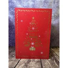 Wooden Christmas Advent Calendar Red LED Lights Snow Scene Door Countdown24 Days
