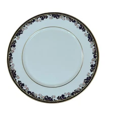 Lenox Medow Breeze Dinner Plates 10-3/8" Ivory Blue Scrools Pink Roses VINTAGE