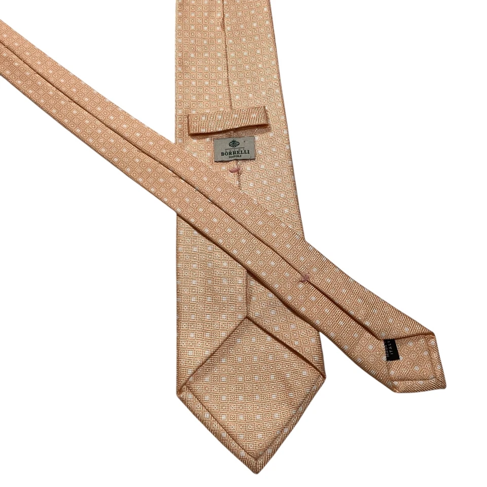 Мужской шелковый галстук LUIGI BORRELLI NAPOLI XL ИТАЛИЯ роскошный геометрический оранжевый б/у в отличном состоянии - Изображение 3 из 3