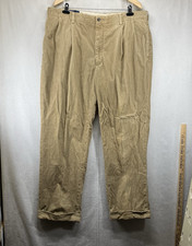 Polo Ralph Lauren Hammond Pant Mens 36x32 Tan Khaki Pleated Cuffed Cotton Chinos