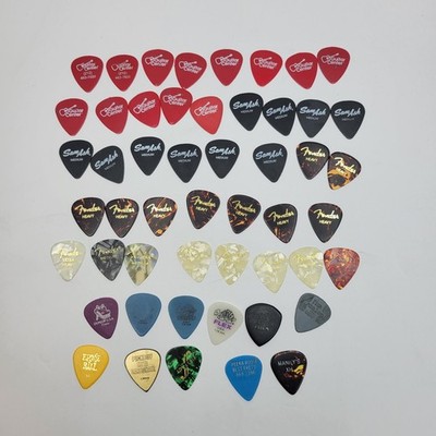 51 Guitar Picks Lot. Fender, Sam Ash, Dunlop, Ernie Ball, Manny's, Guitar Center