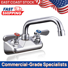 4" Wall Mount Faucet 6" Swivel Spout - Restaurant Grade Commercial Brass