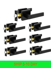 KAMOTA Privacy Door Levers, 7 Pack Matte Black Door Handles Bed and Bath Door Lo