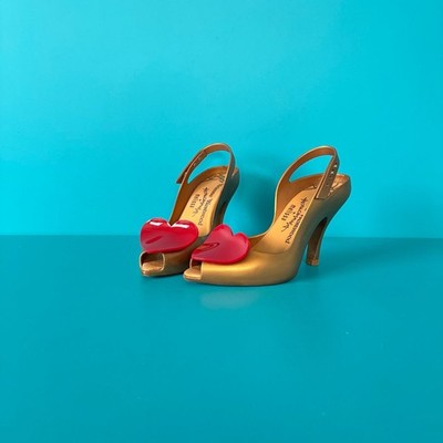 Vivienne Westwood Melissa Anglomania Lady Dragon Heart Heels Gold