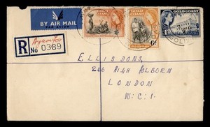 DR WHO 1956 GOLD COAST REGISTERED AYAMFOR TO ENGLAND R71624