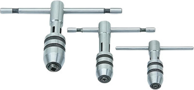 3 Piece T Handle Tap Wrench Set with Jaw Opening 1/16''-5/32'', 5/32''-1/4'', 1/4''-1