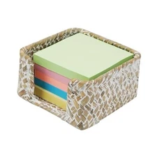 Sticky Note Holder Seagrass Post It Note Dispenser Woven 3 x 3 Inch Whitewash