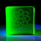 Uranium Glass Figurine 50x50 mm Vaseline Depression Yellow Glass Block Art Deco