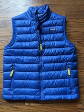 Patagonia Down Sweater Vest Boys XL 14 Bright Blue Insulated Puffer EUC