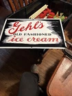 Vintage Rare Gehl’s Old Fashion Ice Cream Porcelain Sign 22”WX14”H
