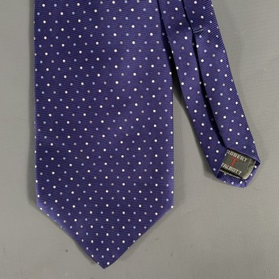 ROBERT TALBOTT Krawatte Navy Hellblau Creme Punkte Seide