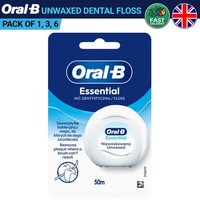 Oral B Essential Unwaxed Dental Floss 50 meter Length Unflavoured String Case