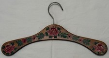 Vintage 16" Wooden Hanger Hand Painted Flowers