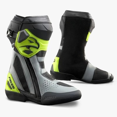 Falco Elite GP Motorcycle Racing Boots Black Fluro Sports Riding D3O Protection