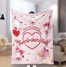 New Sanrio Hello Kitty  Friends Valentine  s Day Flannel Throw Blanket