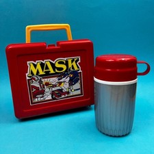 Vintage Kenner MASK Action Figures Themed Lunch Box Storage Case & Flask 1980s