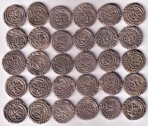 Delhi Sultan Mohamme Shah 1/2 Tangi Beautiful condition 30 Pices Silver coins