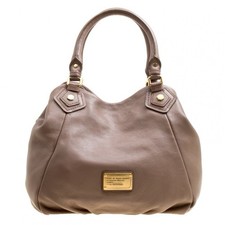 Marc by Marc Jacobs Classic Q Francesca Tote Leather Bag Taupe Shopper Work Y2K