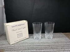 W.M. DALTON UNIT #6 SET/2 BEVERAGE GLASSES VERITE PATTERN FRENCH LEAD CRYSTAL