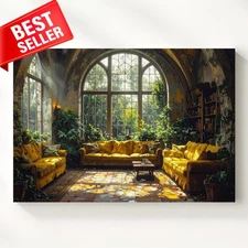 Wall Art Sunlit Conservatory Interior Natural Light Sun Drenched Glass Canvas