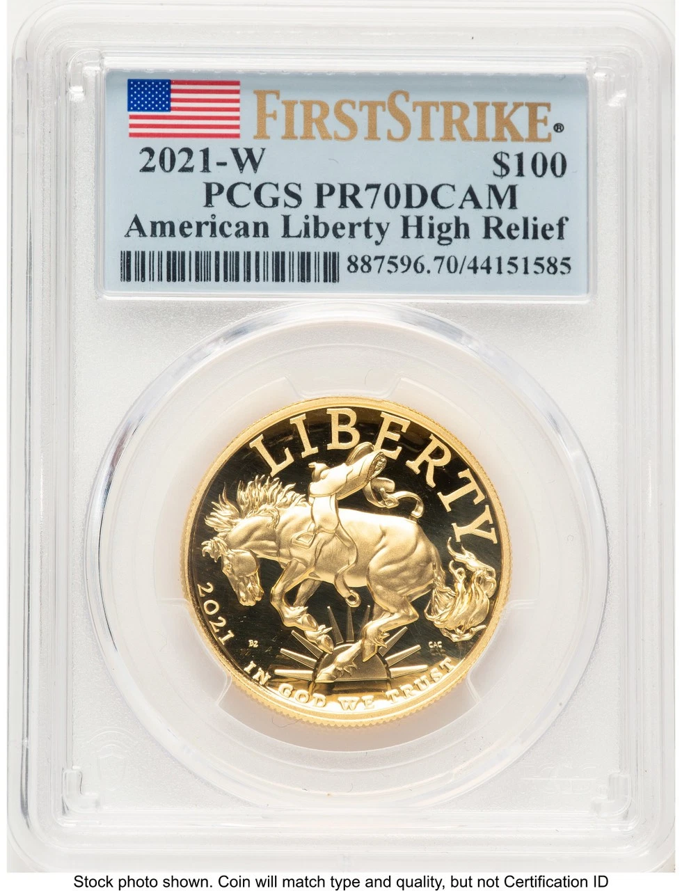 2021-W G$100 American Liberty High Relief FS Flag PCGS PR70