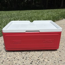 Coleman Apilador Fiesta Enfriador Rojo Modelo 6225 Apilable Cofre de Hielo De Colección