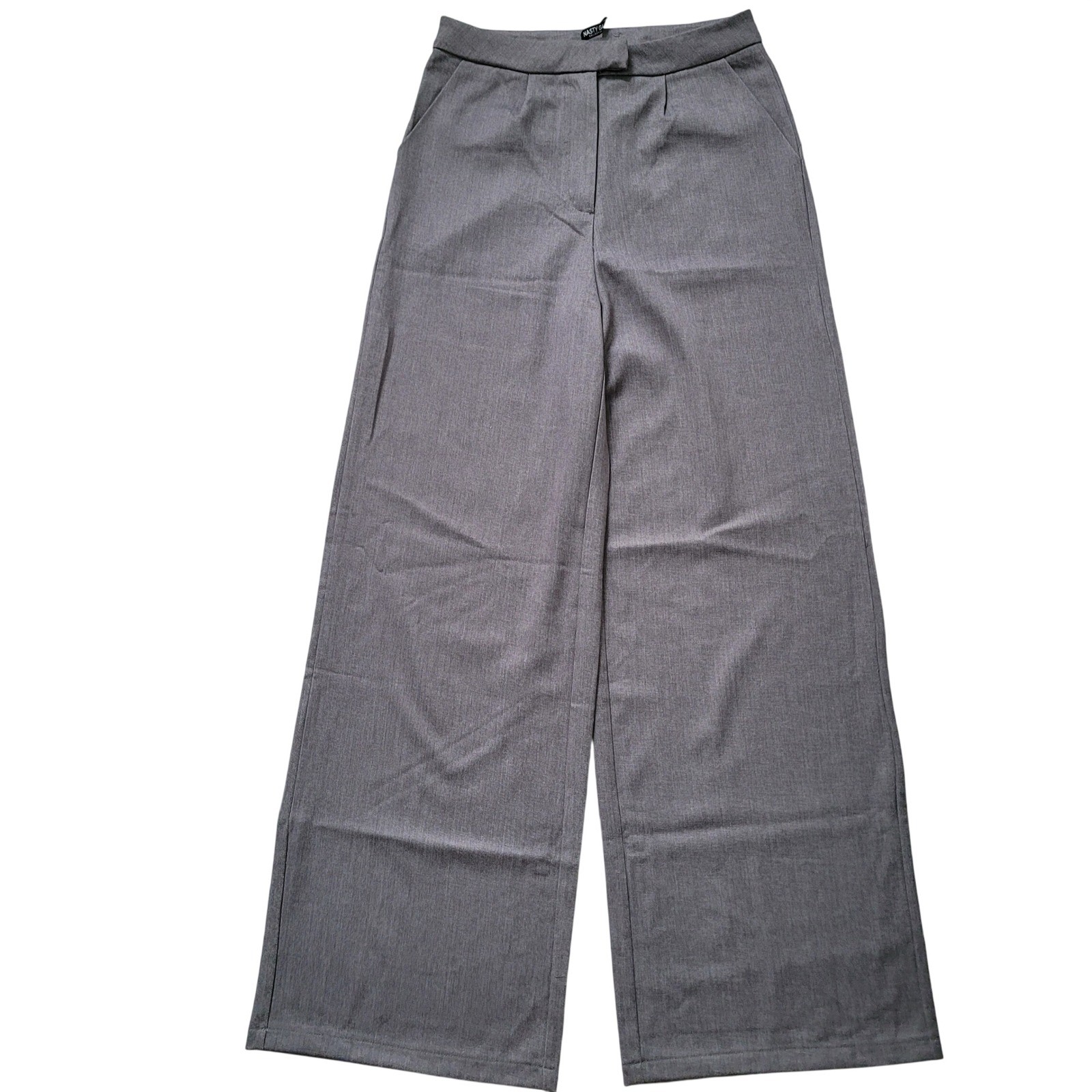 Nasty Gal Collection Grey Wide Leg High Waisted Trousers Pants Size 6 US 10 UK