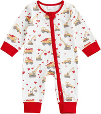 Valentines Day Outfit Baby Boy Girl Romper Jumpsuit Cartoon Long Sleeve Zipper O