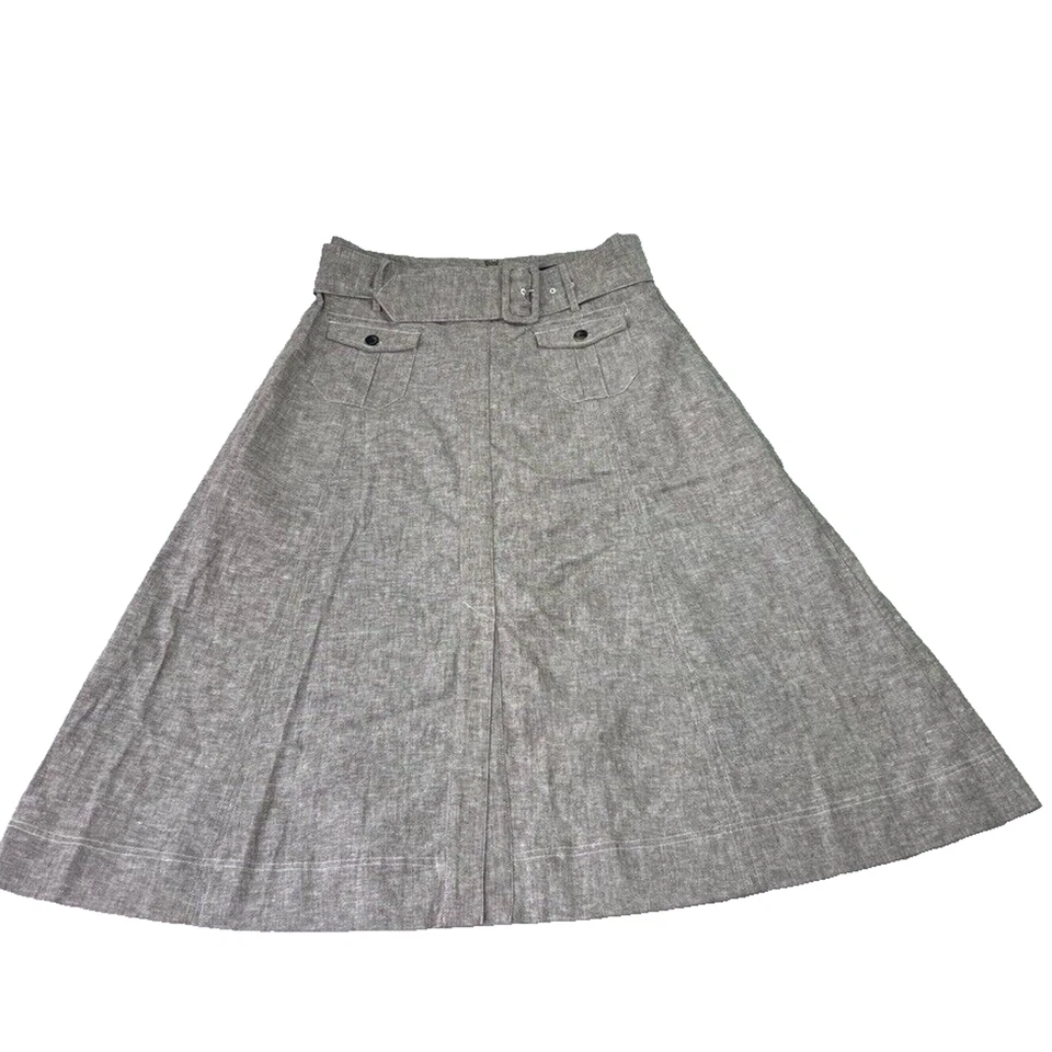 7th Avenue Design Studio Skirt 12 Linen Blend Belted A-line Lined Pockets - Image 2 of 4