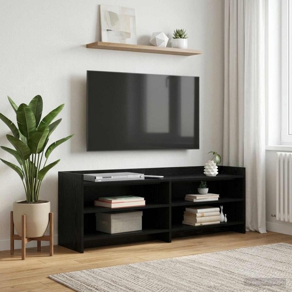 Tv-Schr?Nk 135 X 33 X 47 Cm Schwarze Eiche Holzwerkstoff-image