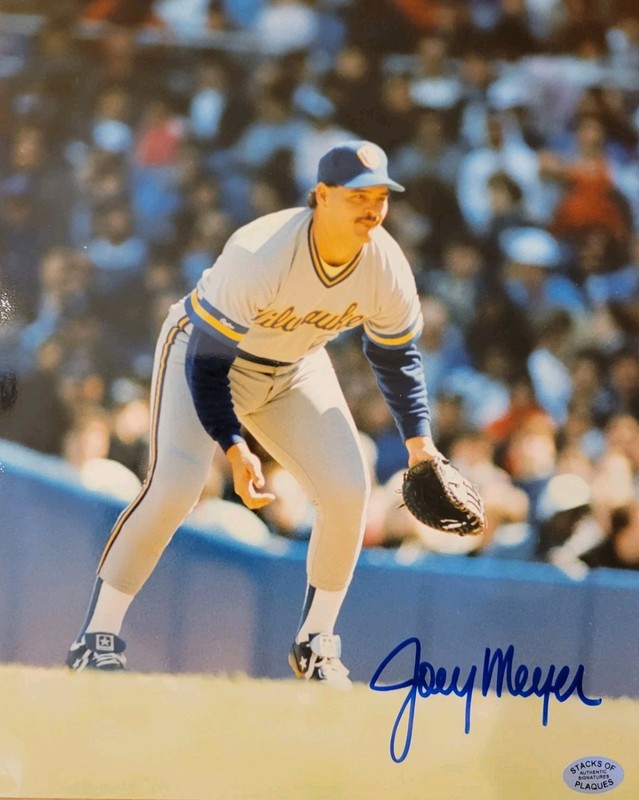 Joey Meyer Signed Milwaukee Brewers 8x10 Photo (Stacks of Plaques COA)