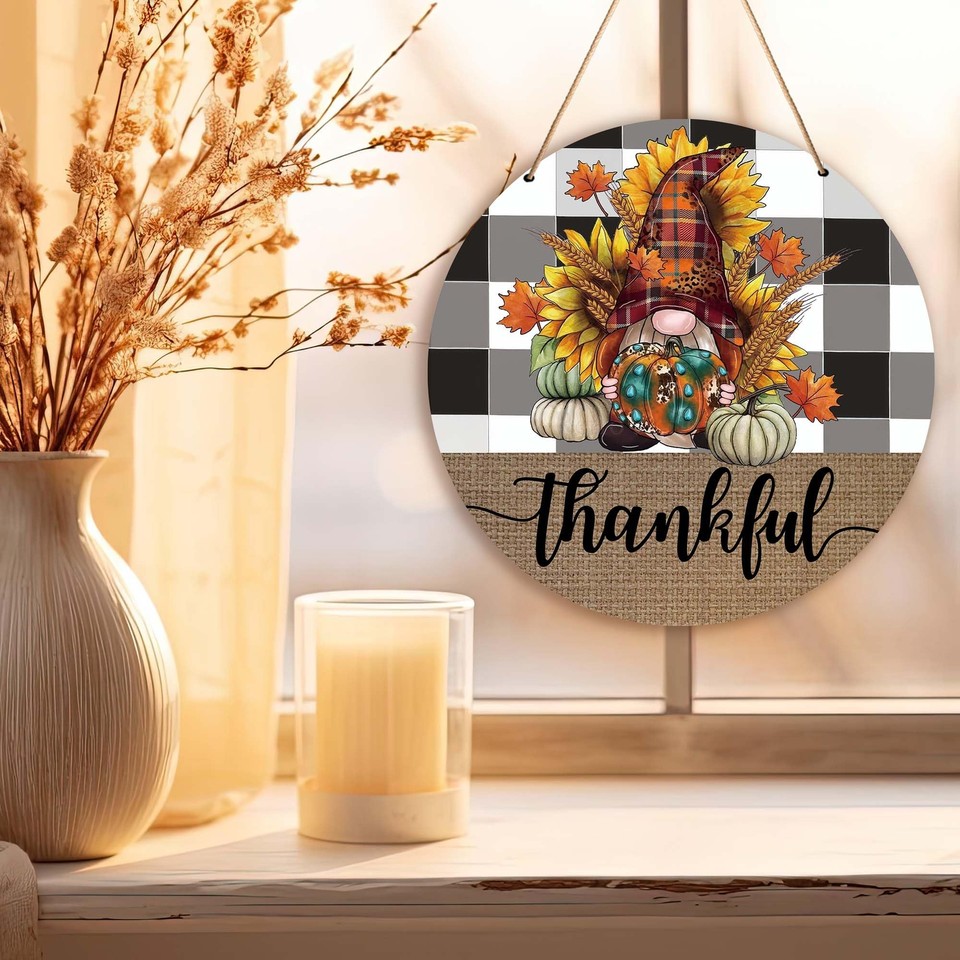 Fall Signs Happy Thanksgiving Sign Pumpkins Fall Decor 9.84"/25CM Round