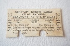 Keretapi Negeri Sabah Beaufort Malaysia Railway Ticket