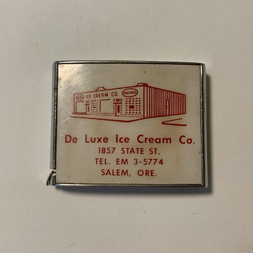 Vintage Barlow Advertising Tape Measure De Luxe Ice Cream Co. Salem