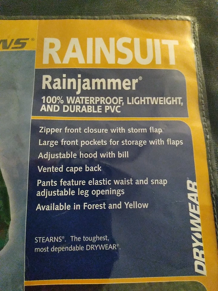  Stearns RAINJAMMER RAINSUIT Drywear Hooded JACKET & PANTS XL #8045 Gree - Image 3 of 3