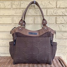 Petunia Pickle Bottom Large Brown Quilted Diaper Bag Carryall Tote Changing Pad
