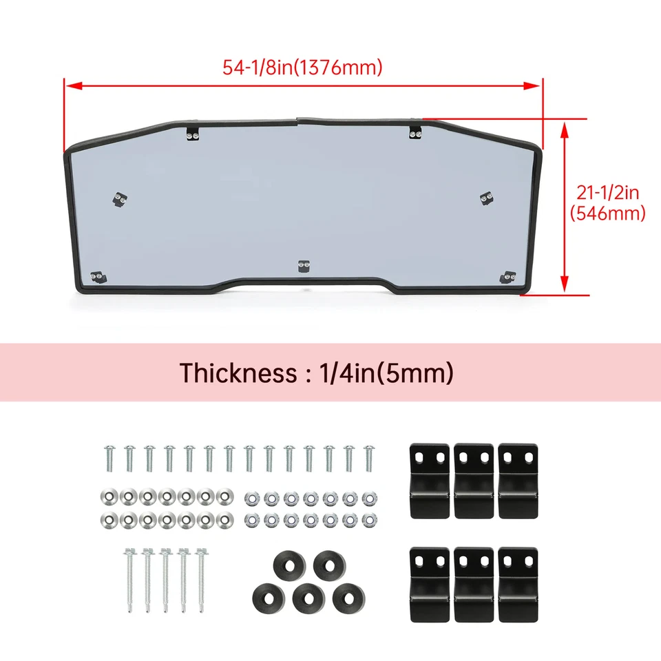 For Can-Am Defender HD 5/8/10 2016-2023 Heavy Duty Rear Smoked Windshield - Image 3 of 4