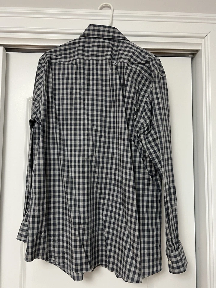 Camisa de vestir para hombre Michael Kors manga larga con botones gris a cuadros L 32/33 16 1/2 Foto 2 de 2