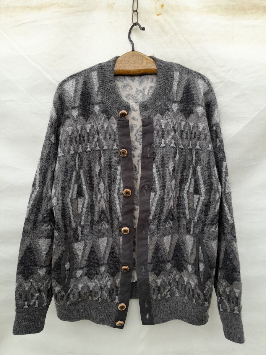 Vintage Genfins Cardigan Men's Extra Large Grey Grandpa Vintage Genfins Cardigan Men's Extra Large Grey Grandpa