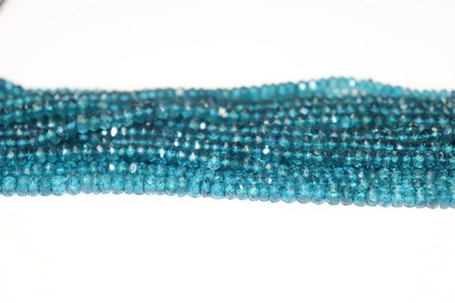 AAA Quality 3-4mm Natural London Blue Topaz Faceted Rondelle Gemstone Beads - Picture 2 of 5