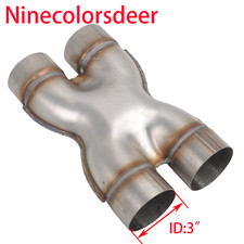 Universal Crossover X-pipe Dual 3 Inout Stainless Steel Muffler Exhaust Tip