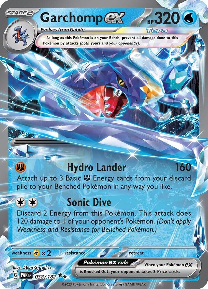 Garchomp ex - 038/182 - Paradox Rift - Pokemon TCG - NM - HOLO