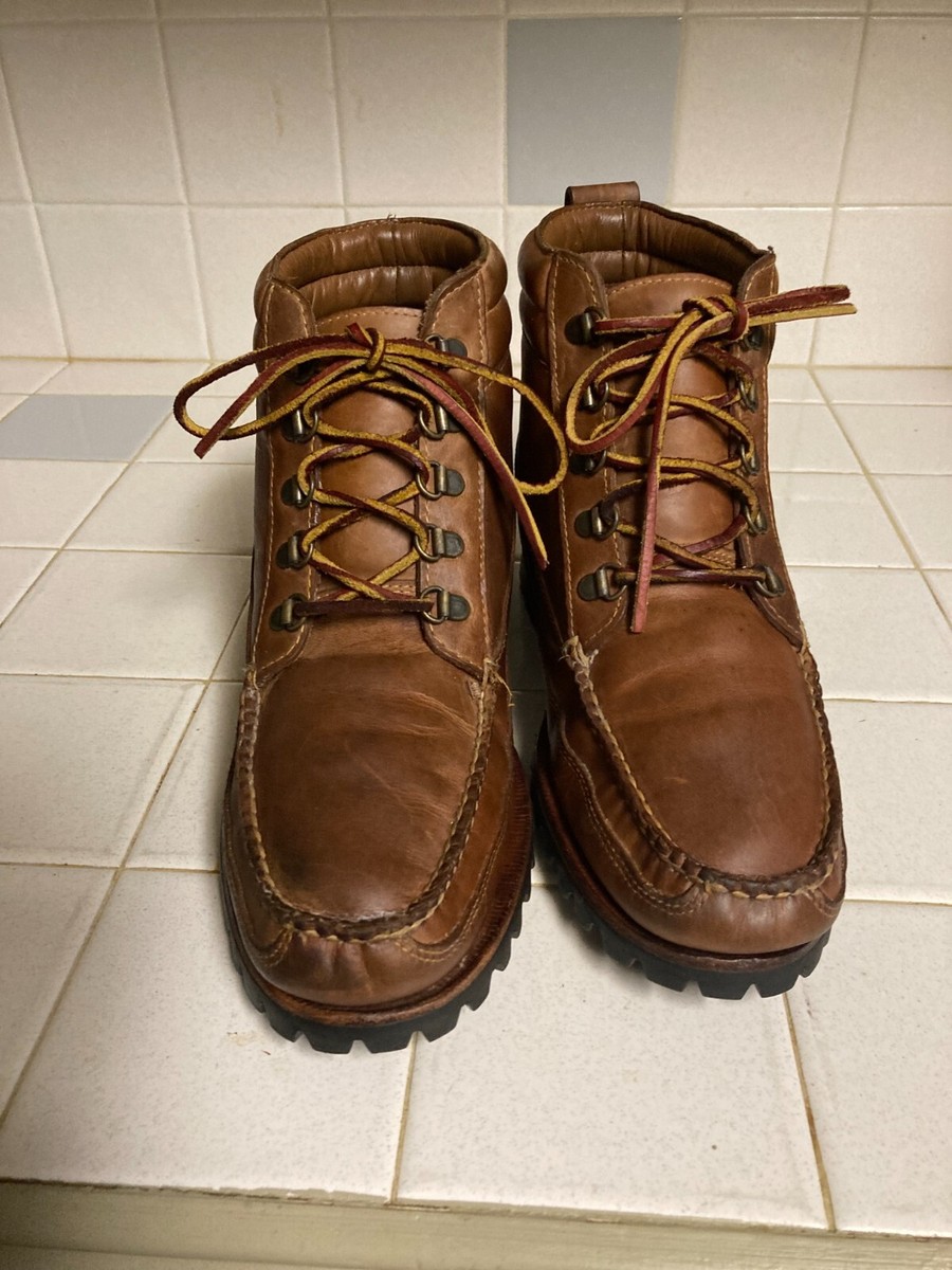 L L Bean Men\'s Brown Leather Moc Toe Lace-Up Shoes Boots size 8 D L.L. Bean Kangaroo Upland Gore-Tex Leather Boots Brown Moc  main image 3