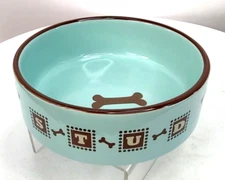 Top Paws 5.5"R x2"D Green "S.T.U.D wrap around Bones Dog Food Water Pet Bowl