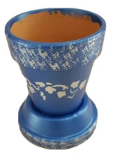 Handmade Votive 2.25" Pillar Candle Holder or Flip for 3.5" Planter Blue Garden