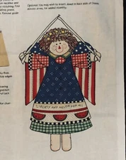 VTG Daisy Kingdom Patriotic 17" Liberty Angel Doll Americana Melon Dress Panel